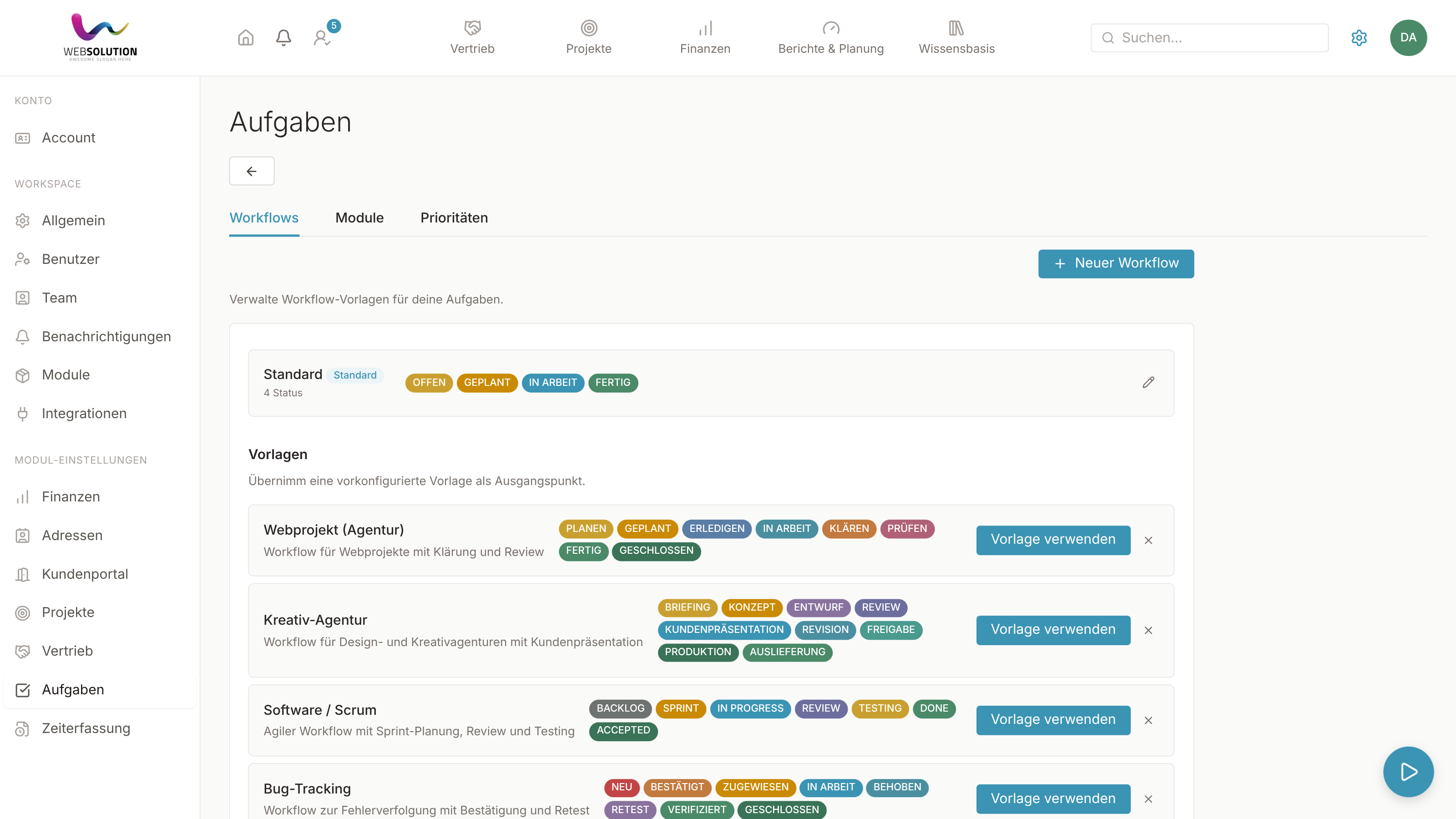 Aufgaben-Workflow-Vorlagen